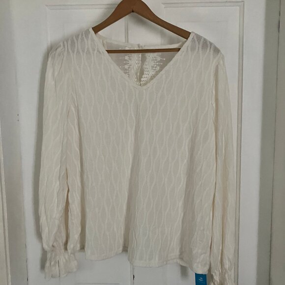 Ivory Smocked Trumpet Sleeve Blouse - Picture 5 of 5